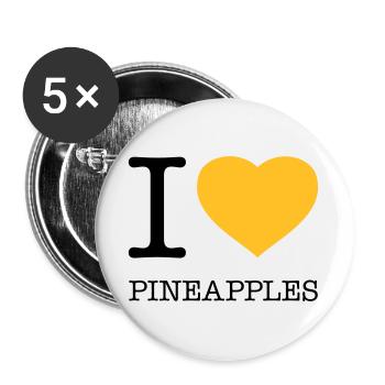 I LOVE PINEAPPLES Pineapple - Buttons large 2.2''/56 mm (5-pack) - white - Front