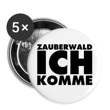 ZAUBERWALD ICH KOMME - Buttons groß 56 mm (5er Pack) - Weiß - Vorne