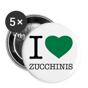 I LOVE ZUCCHINIS Zucchini Vegetables - Buttons large 2.2''/56 mm (5-pack) - white - Front