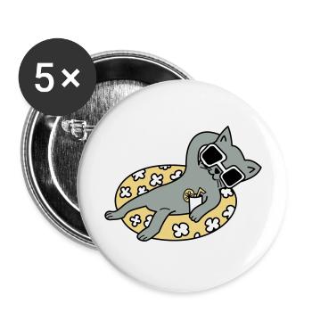 Chill out Cat - Buttons groß 56 mm (5er Pack) - Weiß - Vorne