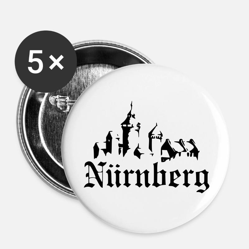 Nürnberg - Buttons groß 56 mm (5er Pack) - Weiß