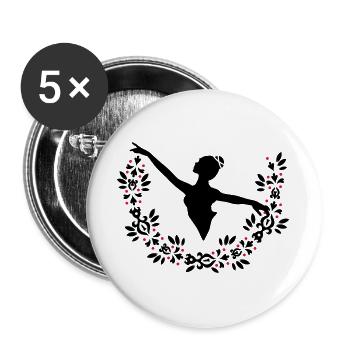 A ballerina and a wreath of leaves - Buttons large 2.2''/56 mm (5-pack) - white - Front