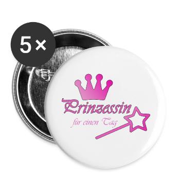 Prinzessin - Buttons groß 56 mm (5er Pack) - Weiß - Vorne