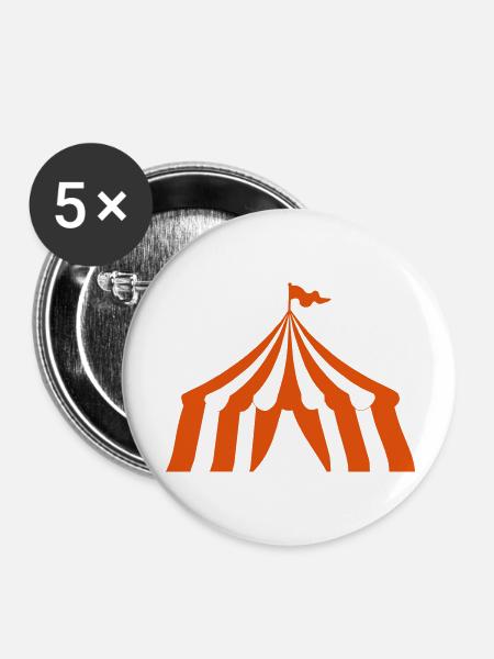 Zirkuszelt - Buttons groß 56 mm (5er Pack) - Weiß