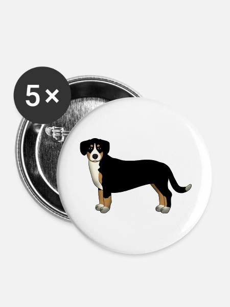 Entlebucher vorn - Buttons groß 56 mm (5er Pack) - Weiß