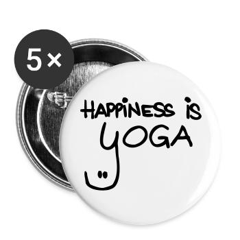 happiness is yoga - Buttons groß 56 mm (5er Pack) - Weiß - Vorne