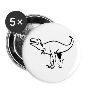 dino toilettes - Lot de 5 grands badges (56 mm) - blanc - Devant