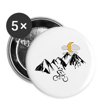 Mountain bikers with mountains - Buttons large 2.2''/56 mm (5-pack) - white - Front