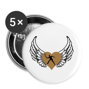 Tennis heart with wings - Buttons large 2.2''/56 mm (5-pack) - white - Front
