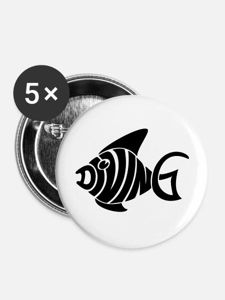 diving - Buttons groß 56 mm (5er Pack) - Weiß