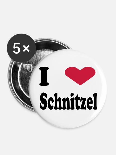 i heart schnitzel - Buttons groß 56 mm (5er Pack) - Weiß