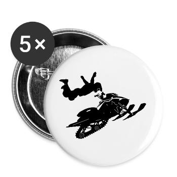 Snowmobil, Snowboarder, Snowboarden - Buttons groß 56 mm (5er Pack) - Weiß - Vorne