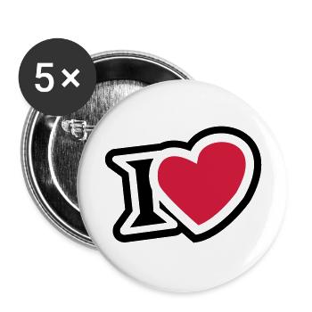 I love 2clr - Lot de 5 grands badges (56 mm) - blanc - Devant