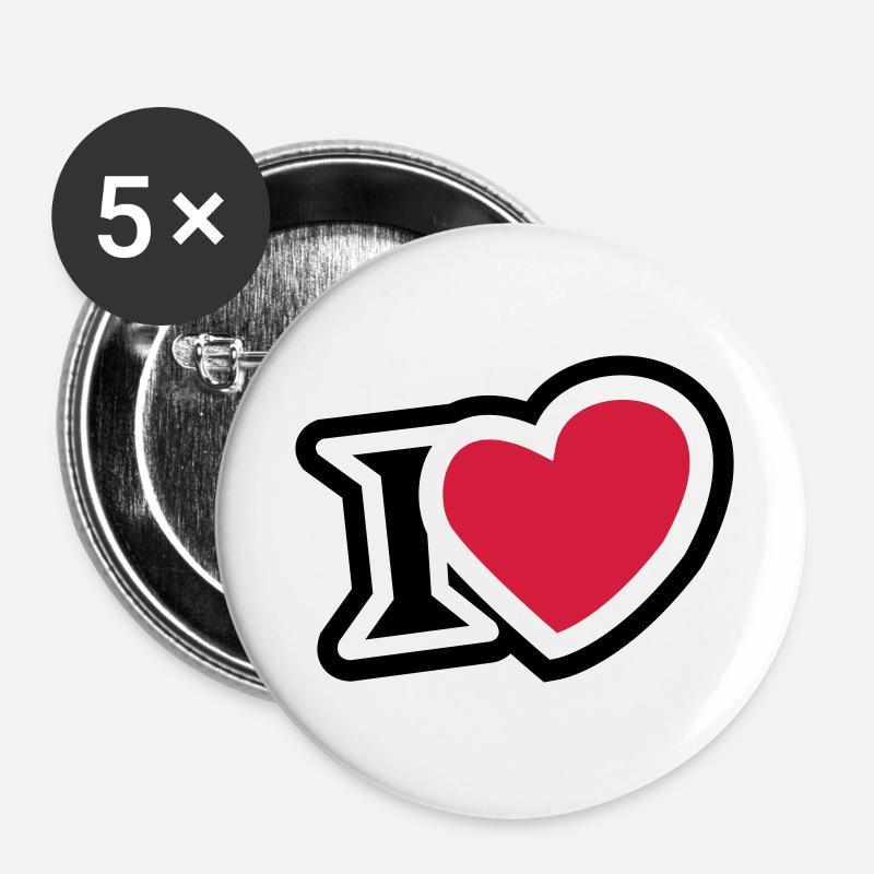 I love 2 clr - Buttons large 2.2''/56 mm (5-pack) - white