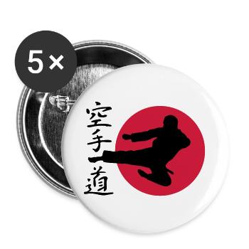 Karate Yokotobigeri - Buttons groß 56 mm (5er Pack) - Weiß - Vorne