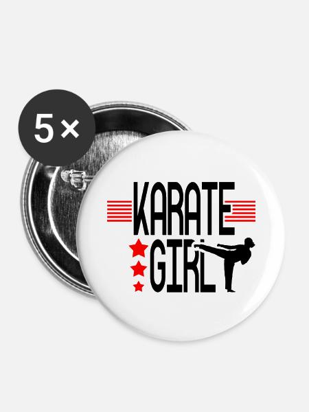 Karate Girl - Buttons groß 56 mm (5er Pack) - Weiß