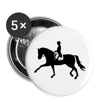 Dressurpferd - Buttons groß 56 mm (5er Pack) - Weiß - Vorne