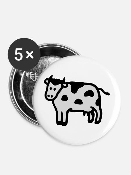 Kuh - Buttons groß 56 mm (5er Pack) - Weiß