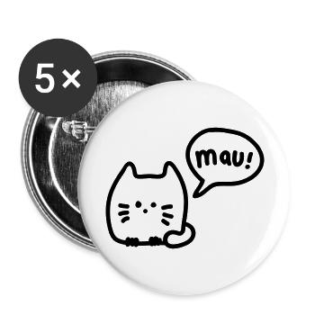 Cat mauzt - line - Buttons large 2.2''/56 mm (5-pack) - white - Front