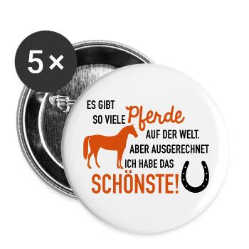 Schönstes Pferd - Buttons groß 56 mm (5er Pack) - Weiß - Vorne
