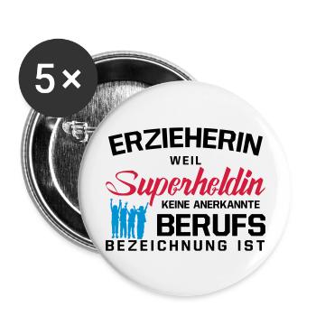 Erzieherin - Buttons groß 56 mm (5er Pack) - Weiß - Vorne