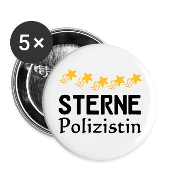 Sterne Polizistin Geschenk - Buttons groß 56 mm (5er Pack) - Weiß - Vorne