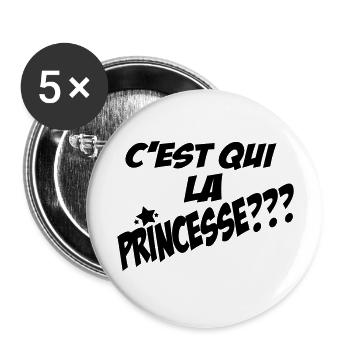 c'est la qui princesse - Lot de 5 grands badges (56 mm) - blanc - Devant