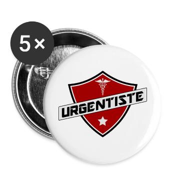 blason urgentiste - Lot de 5 grands badges (56 mm) - blanc - Devant