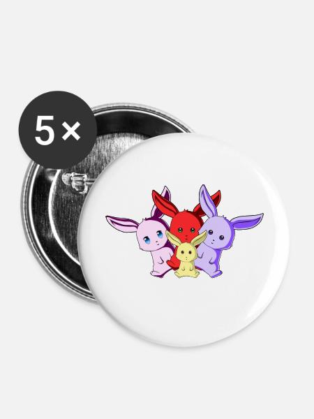 Häschen-Team - Buttons groß 56 mm (5er Pack) - Weiß