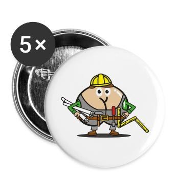 Assmex Baumeister - Buttons groß 56 mm (5er Pack) - Weiß - Vorne