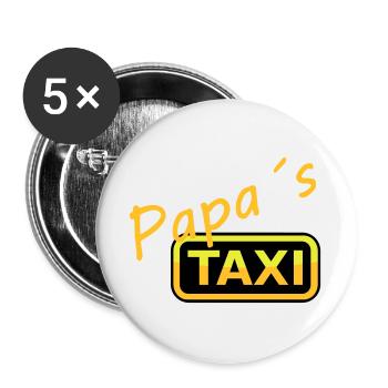 Humorvolles Papas Taxi Schild - Buttons groß 56 mm (5er Pack) - Weiß - Vorne