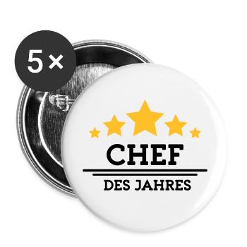 chef des Jahres - Buttons groß 56 mm (5er Pack) - Weiß - Vorne