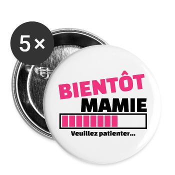 bientôt mamie - Lot de 5 grands badges (56 mm) - blanc - Devant