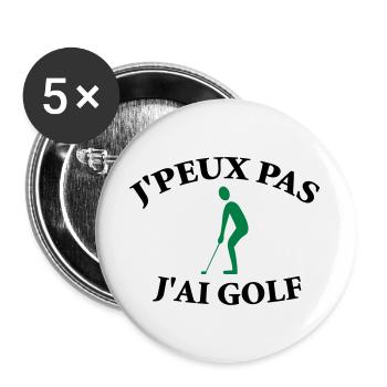 Ich kann nicht, ich habe Golf. - Buttons groß 56 mm (5er Pack) - Weiß - Vorne