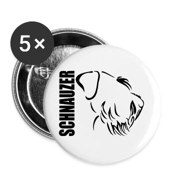 SCHNAUZER Profil Hunde Hund Wilsigns - Buttons groß 56 mm (5er Pack) - Weiß - Vorne