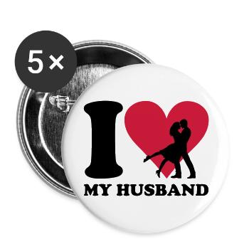 I love my Husband - Buttons groß 56 mm (5er Pack) - Weiß - Vorne