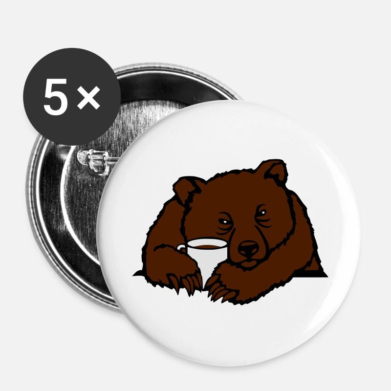 Morgenmuffel Bear - Buttons large 2.2''/56 mm (5-pack) - white