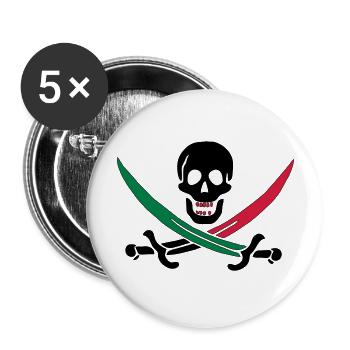Skull with colorful sabers - Buttons large 2.2''/56 mm (5-pack) - white - Front
