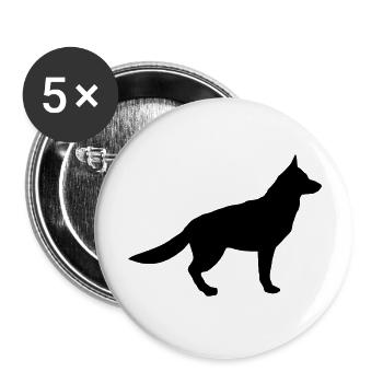 Chien - Lot de 5 grands badges (56 mm) - blanc - Devant