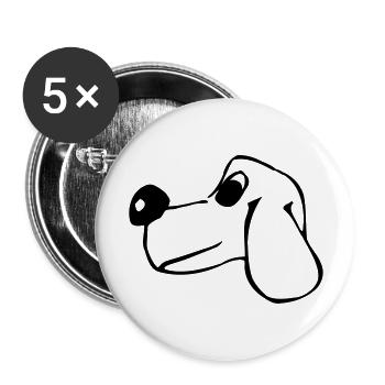 Chien - Lot de 5 grands badges (56 mm) - blanc - Devant