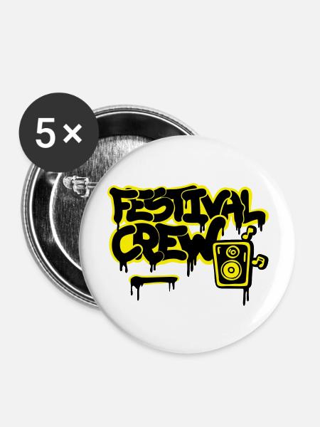 Festival crew Graffitti Musik Open air Sommer - Buttons/Badges stor, 56 mm (5-pack) - hvid