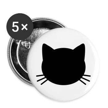 Cute Cat Face - Buttons large 2.2''/56 mm (5-pack) - white - Front