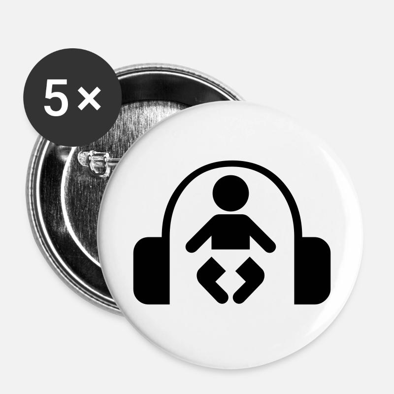 baby headphone music - Buttons large 2.2''/56 mm (5-pack) - white