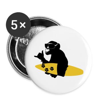 surfing monkey - Buttons groß 56 mm (5er Pack) - Weiß - Vorne
