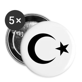 Turkey Crescent Star (Türkiye Cumhuriyeti) - Buttons large 2.2''/56 mm (5-pack) - white - Front