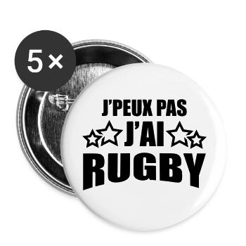 j'peux pas j'ai rugby - Lot de 5 grands badges (56 mm) - blanc - Devant