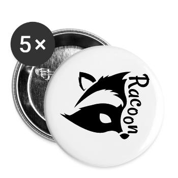 Raccon, Waschbär - Buttons groß 56 mm (5er Pack) - Weiß - Vorne