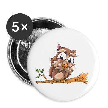rire Chouette - Lot de 5 grands badges (56 mm) - blanc - Devant
