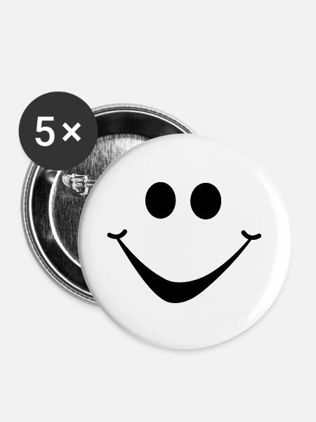 smiley1 - Buttons groß 56 mm (5er Pack) - Weiß