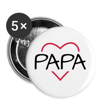 Papa Herz Geschenk Geburtstag Vatertag - Buttons groß 56 mm (5er Pack) - Weiß - Vorne